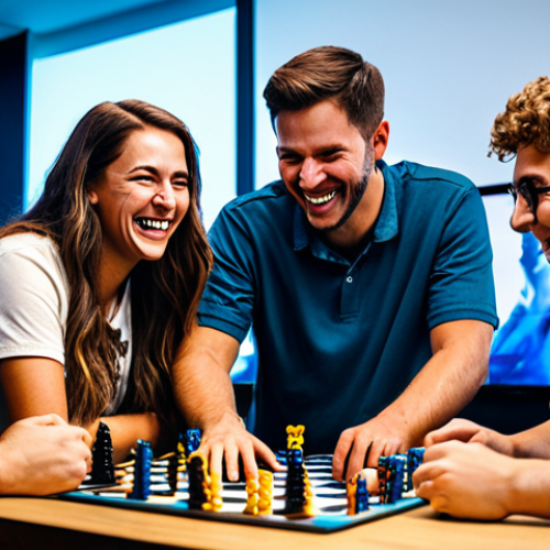 **

"A friendly group of fully clothed gamers, appropriate attire, gathered around a table at a community gaming event, safe for work. They are laughing and sharing strategies for Lineage M. The scene is vibrant with energy and camaraderie, showing teamwork and friendship. Perfect anatomy, well-formed hands, natural pose, professional lighting, family-friendly, appropriate content."

**