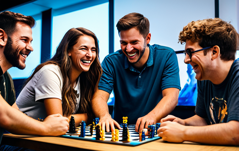**
"A friendly group of fully clothed gamers, appropriate attire, gathered around a table at a community gaming event, safe for work. They are laughing and sharing strategies for Lineage M. The scene is vibrant with energy and camaraderie, showing teamwork and friendship. Perfect anatomy, well-formed hands, natural pose, professional lighting, family-friendly, appropriate content."
**