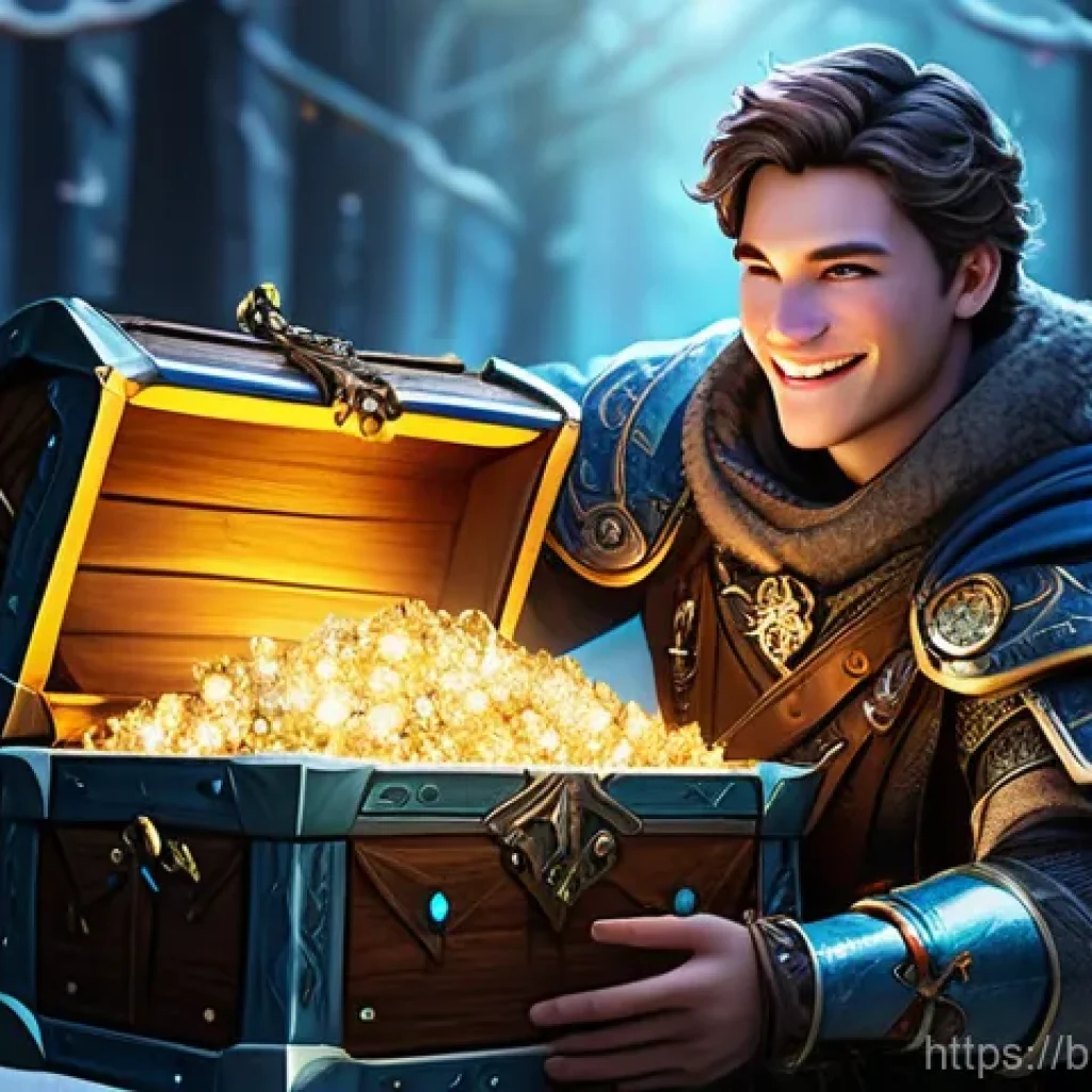 리니지M 다이아 획득법 - **"Event Treasure Hunt Excitement"** A highly detailed, vibrant fantasy illustration of a triump...