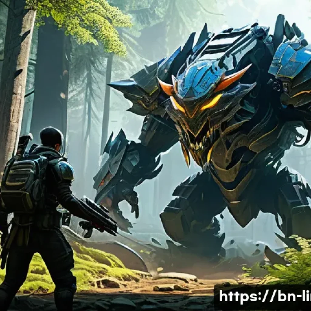 리니지M 자동 사냥 효율 - A detailed fantasy gaming scene showing an automated hunting setup in action: a skilled character we...