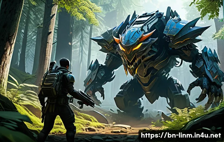 리니지M 자동 사냥 효율 - A detailed fantasy gaming scene showing an automated hunting setup in action: a skilled character we...