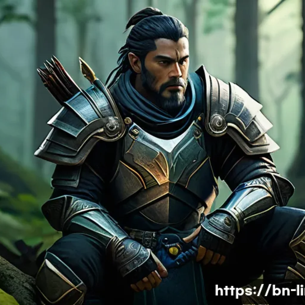 리니지M 캐릭터 체력 관리 - A detailed fantasy game scene showing a male warrior character taking a brief rest during an intense...
