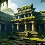 리니지M 신규 지역 정보 - A detailed fantasy game environment featuring an ancient ruined temple deep in a mysterious jungle. ...